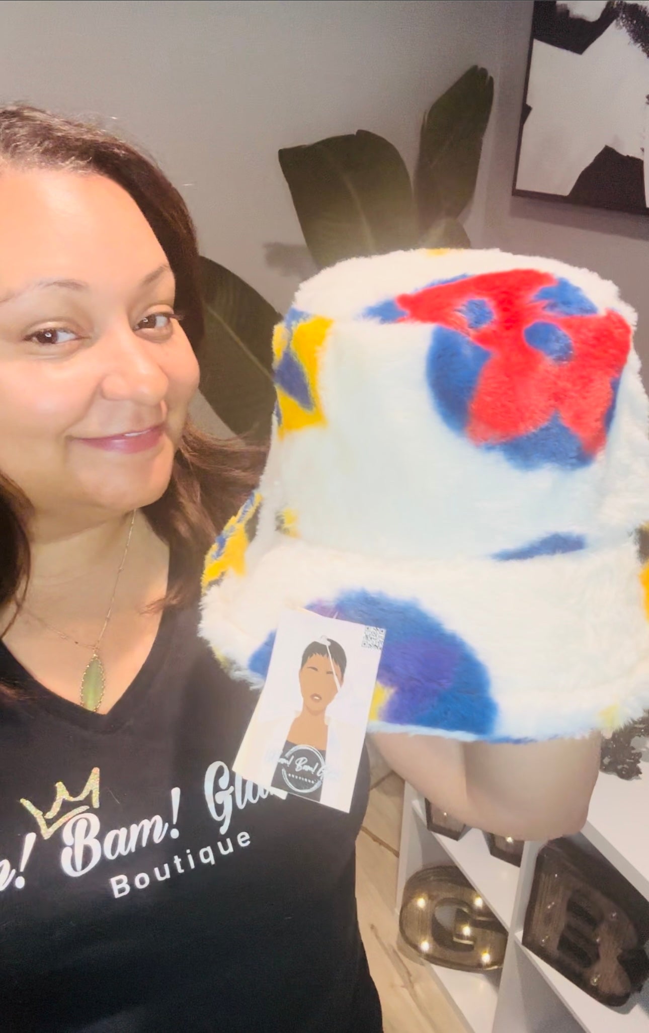 White, Blue, Yellow, Red Bucket Hat