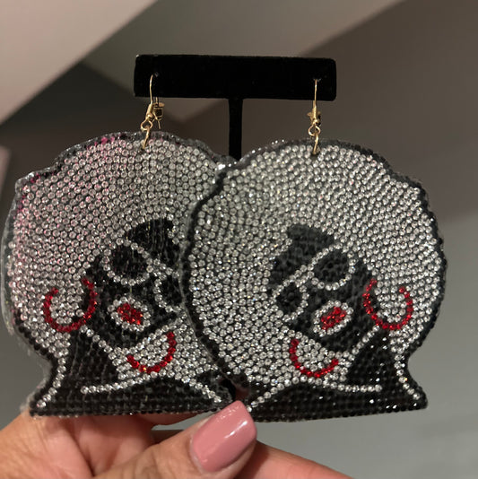 Ms Lady Earrings - Silver/Black/Red