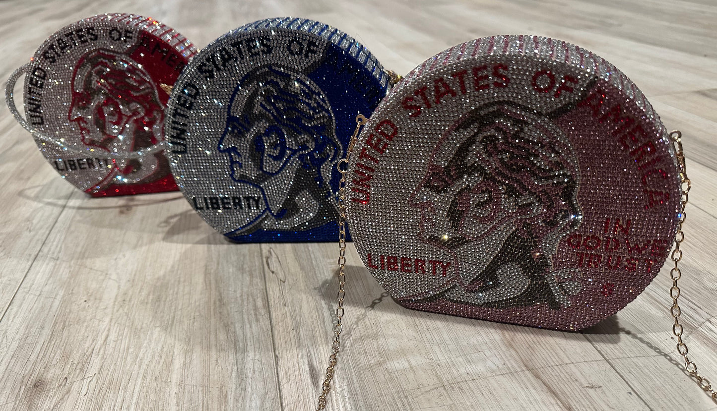 Red and Silver Coin Bling Bag