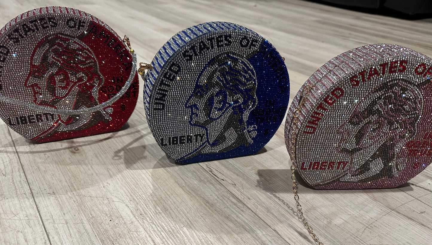Red and Silver Coin Bling Bag