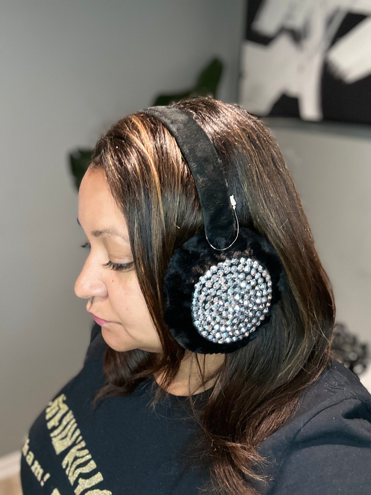 Black and Bling Ear Muffs