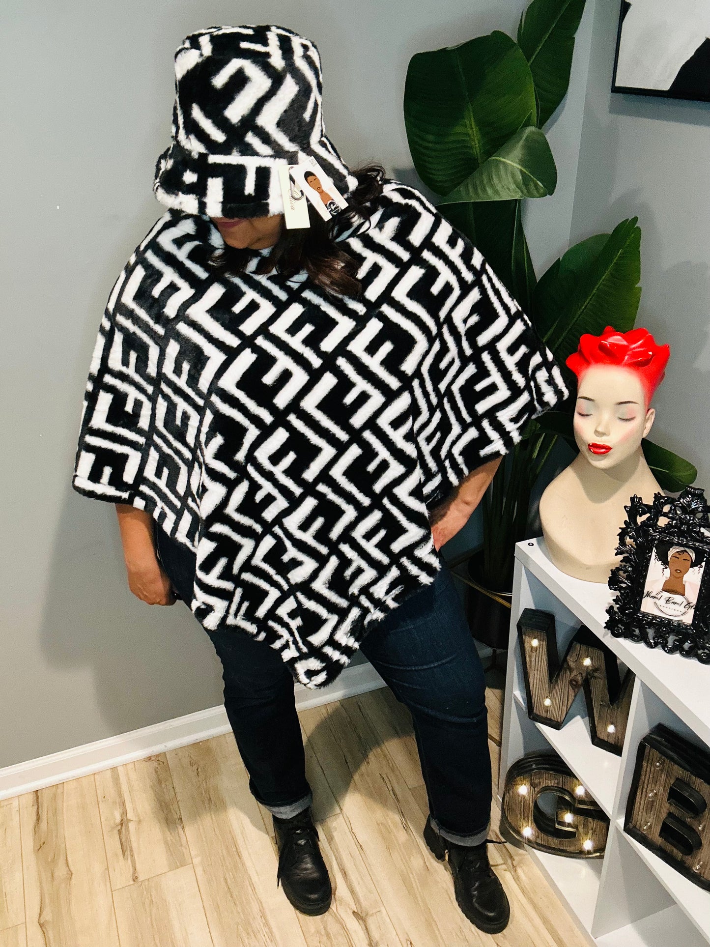 Black & White Poncho