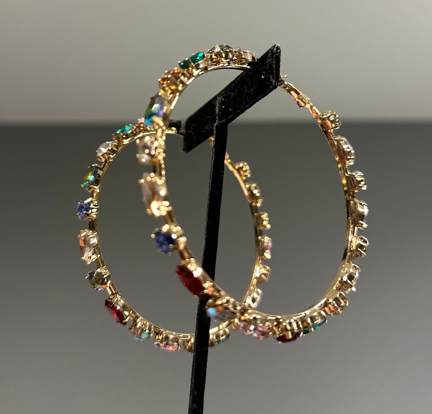 Gold and Bling Hoop Earrings