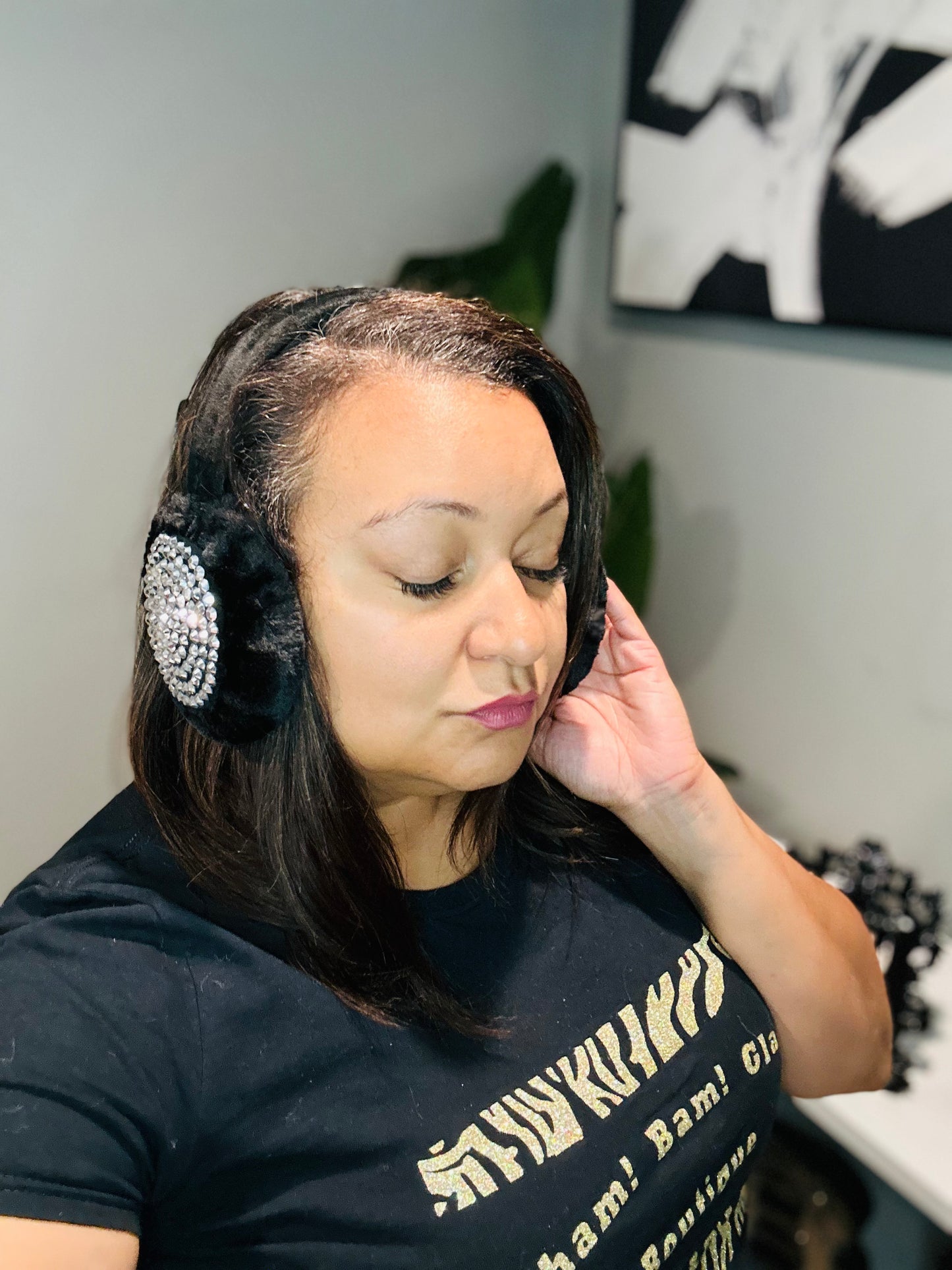 Black and Bling Ear Muffs