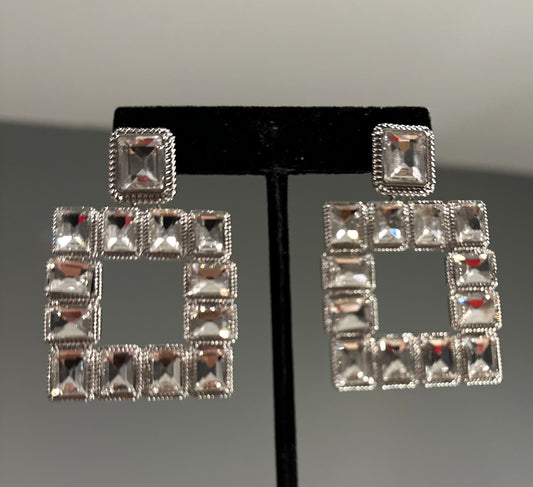 Silver Square Earrings