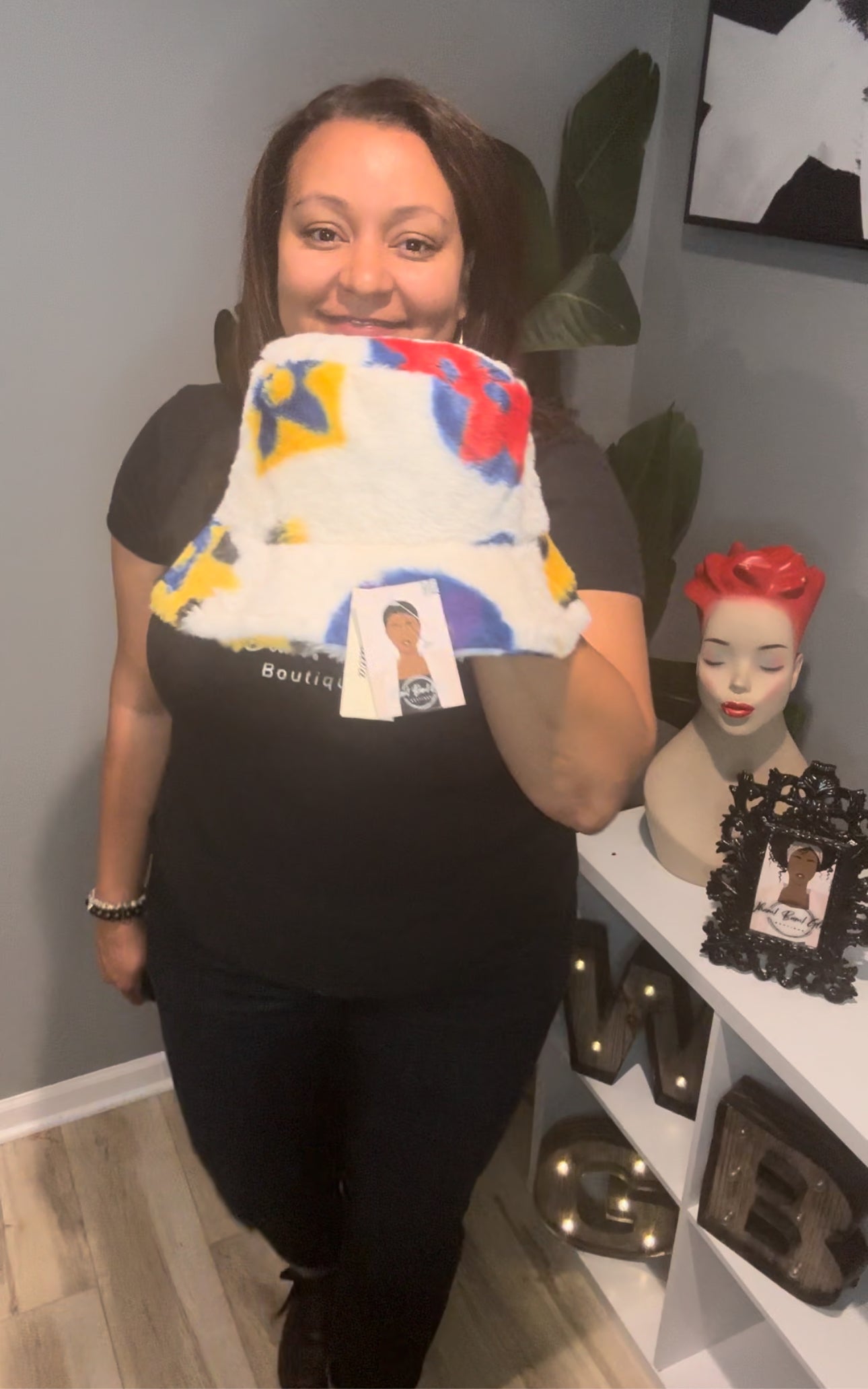 White, Blue, Yellow, Red Bucket Hat