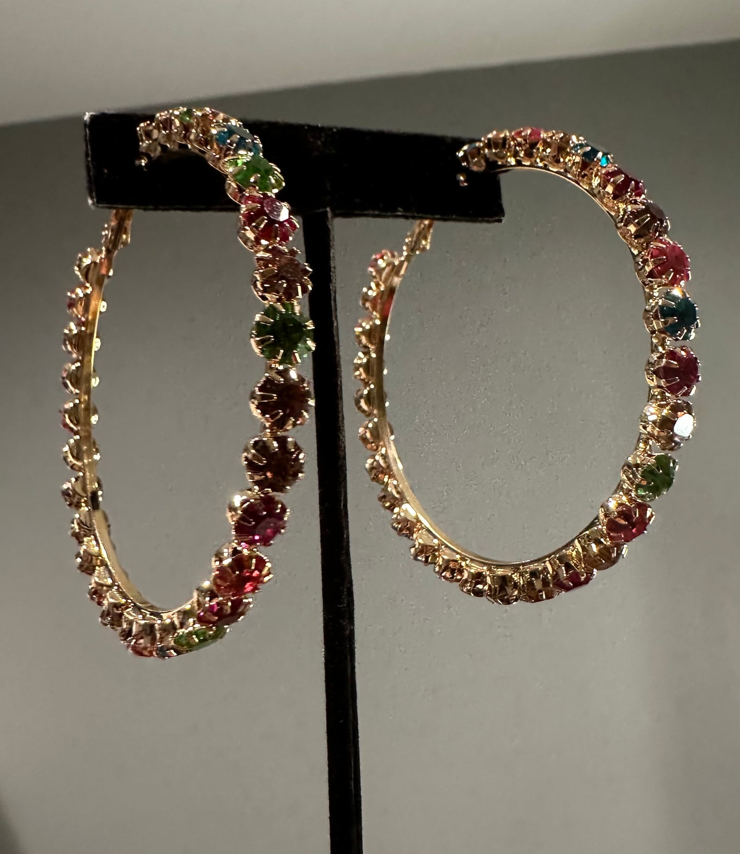 Gold and Bling Hoop Earrings