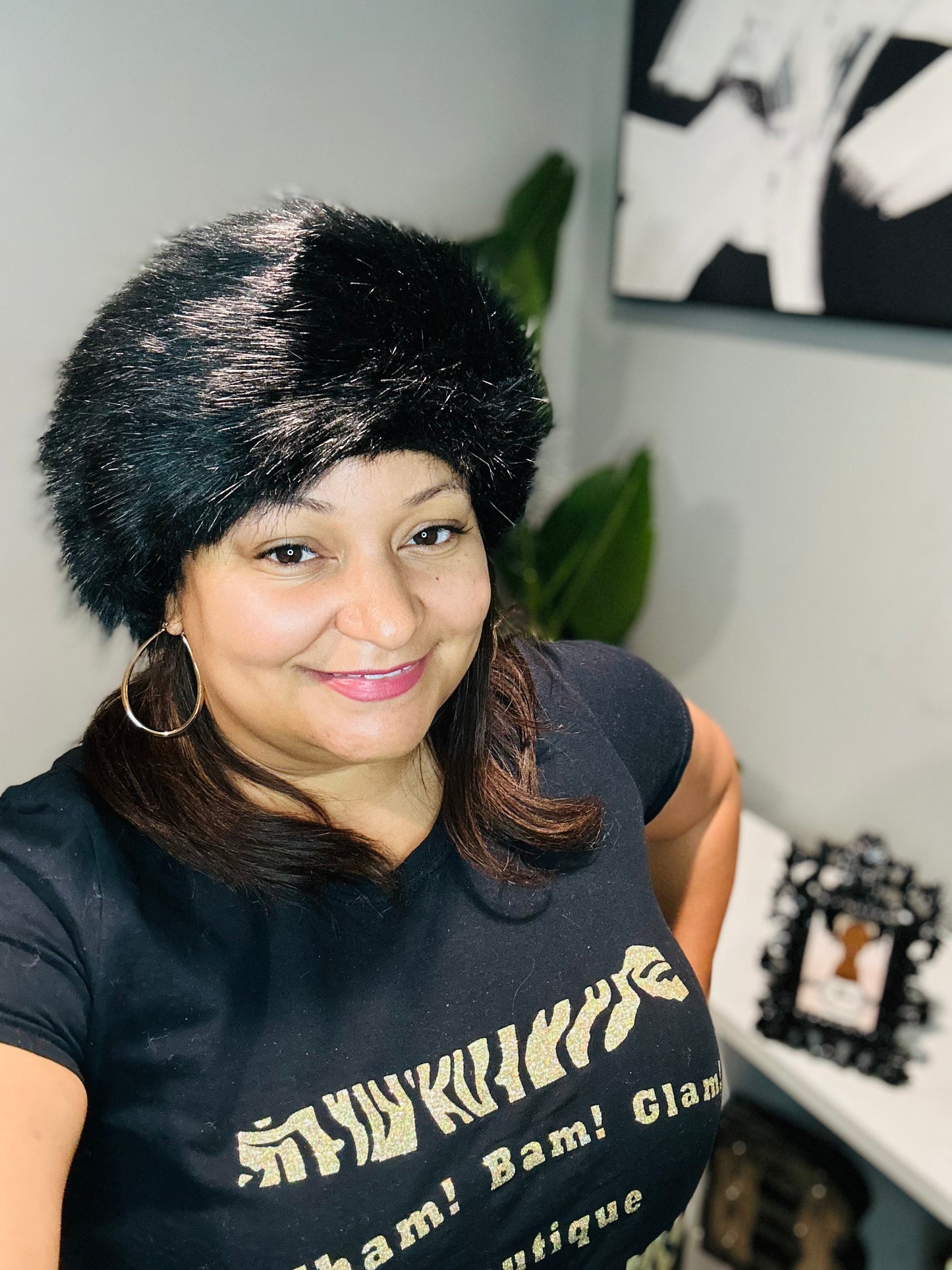 Black Fur Headband