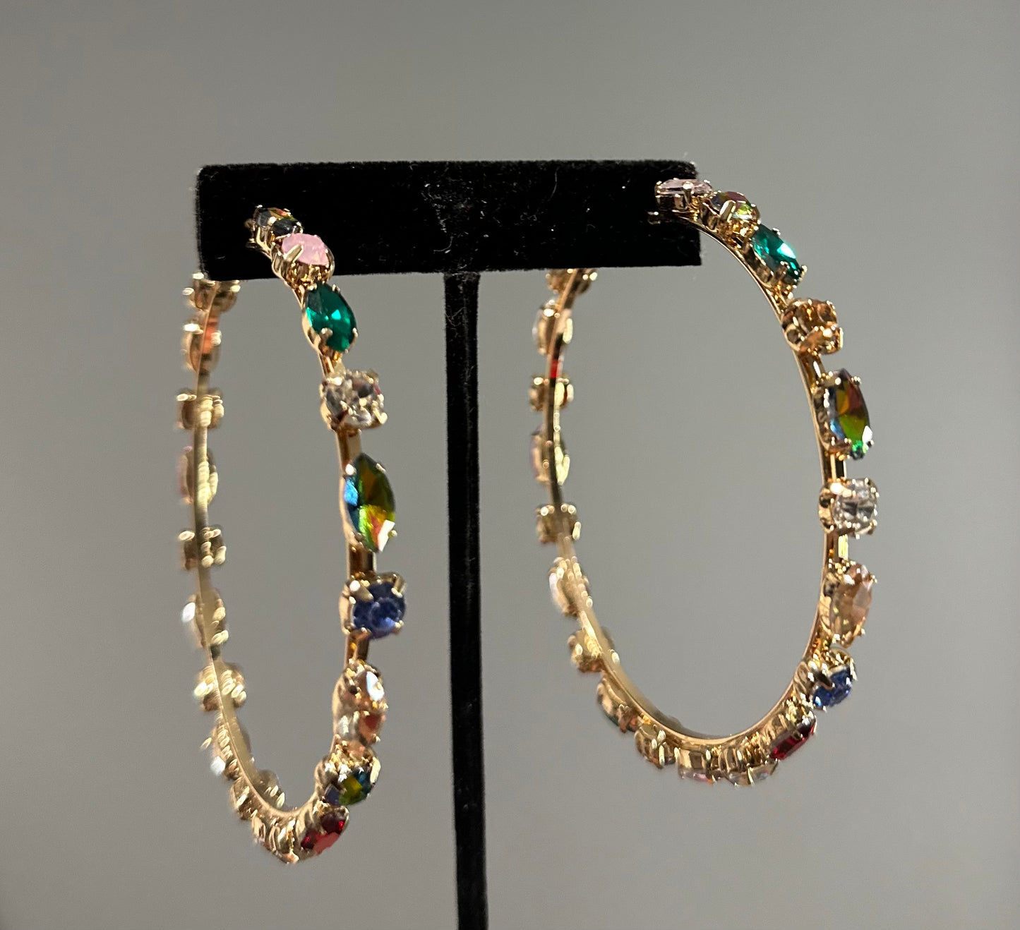 Gold and Bling Hoop Earrings