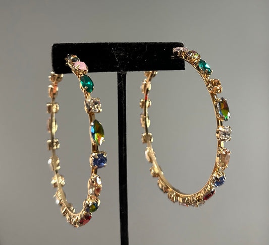 Gold and Bling Hoop Earrings