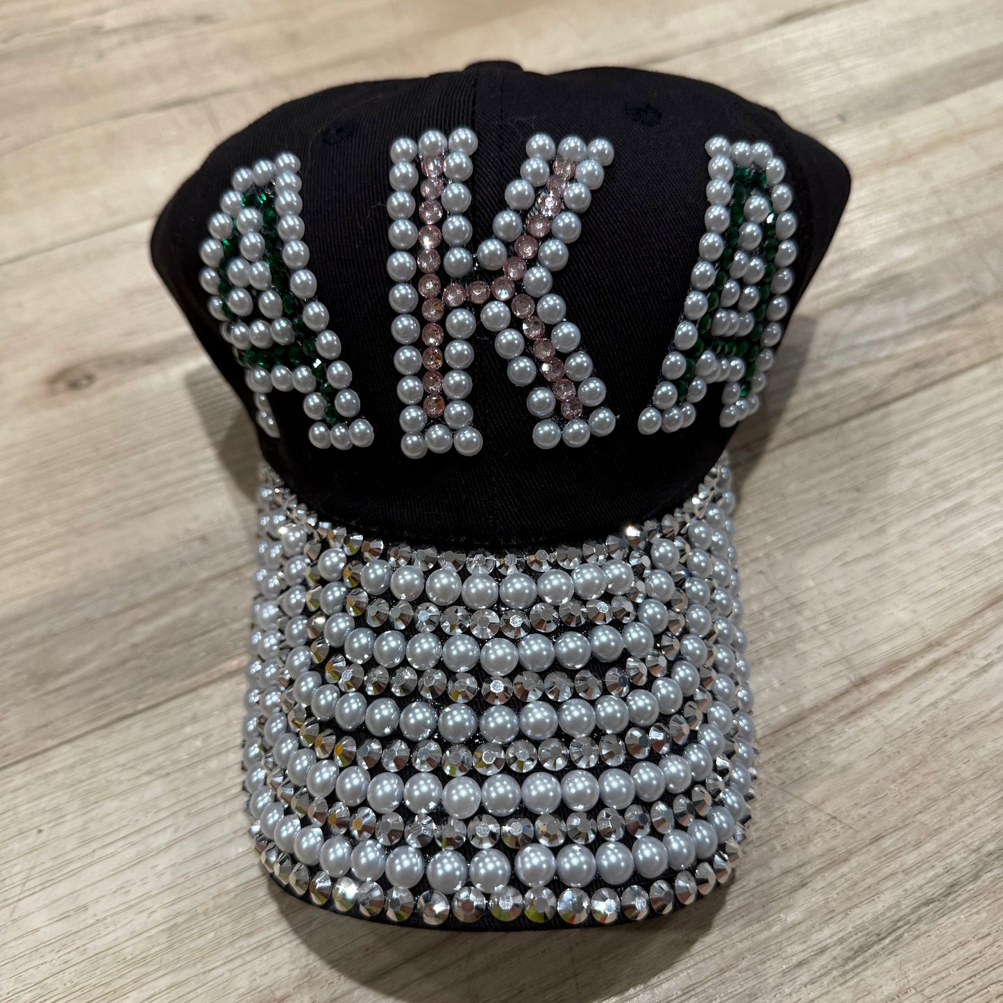 Sorority Bling Cap - White/Pink/Green