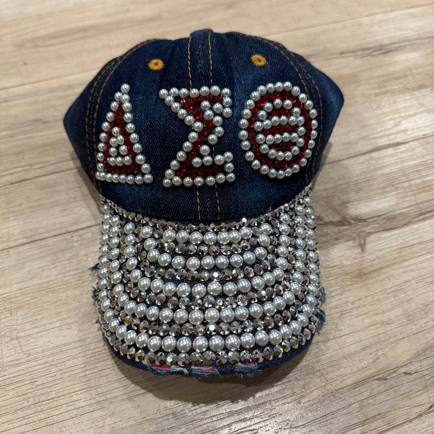 Sorority Bling Cap - Red/White