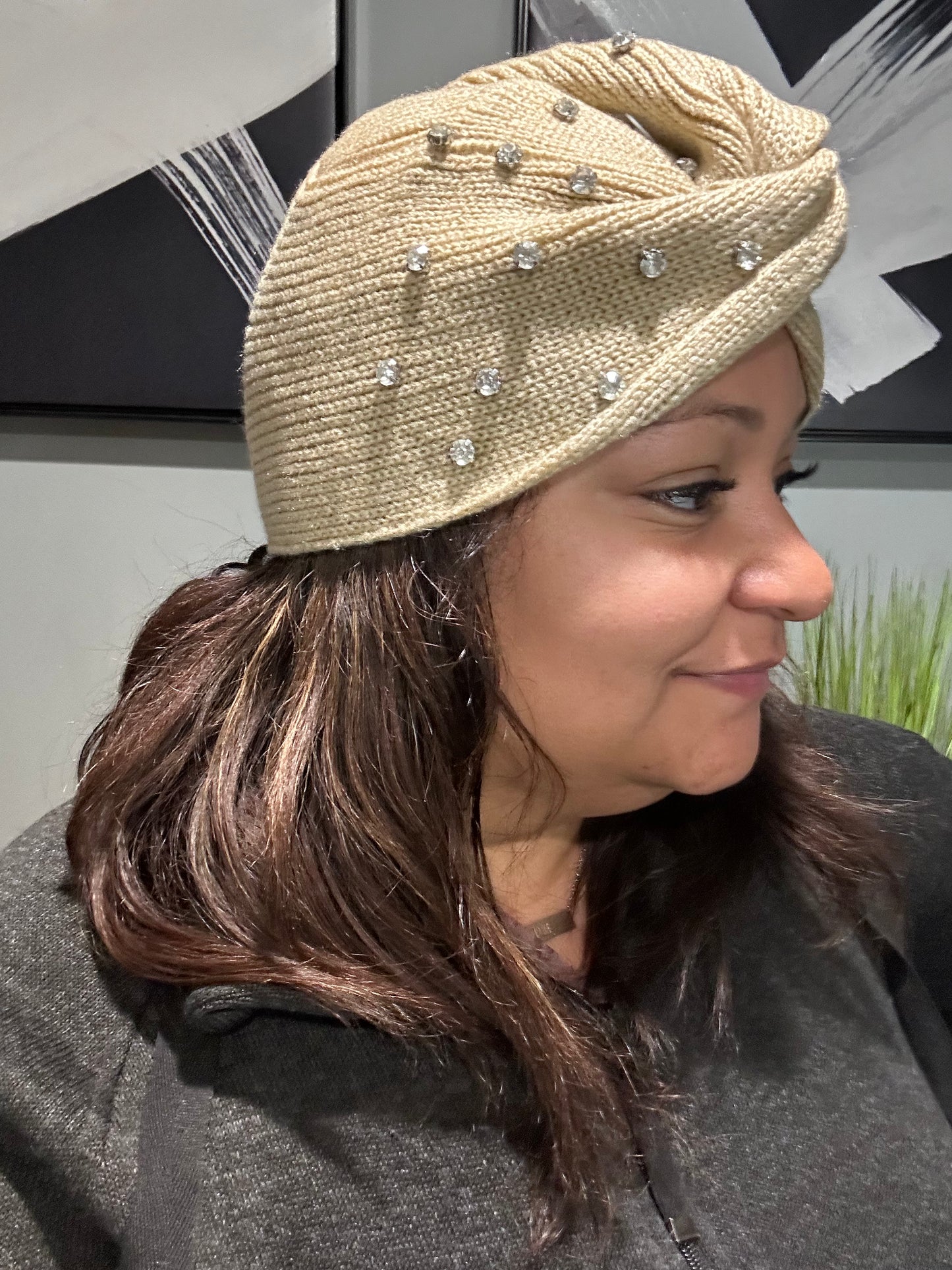 Tan Knit Turban