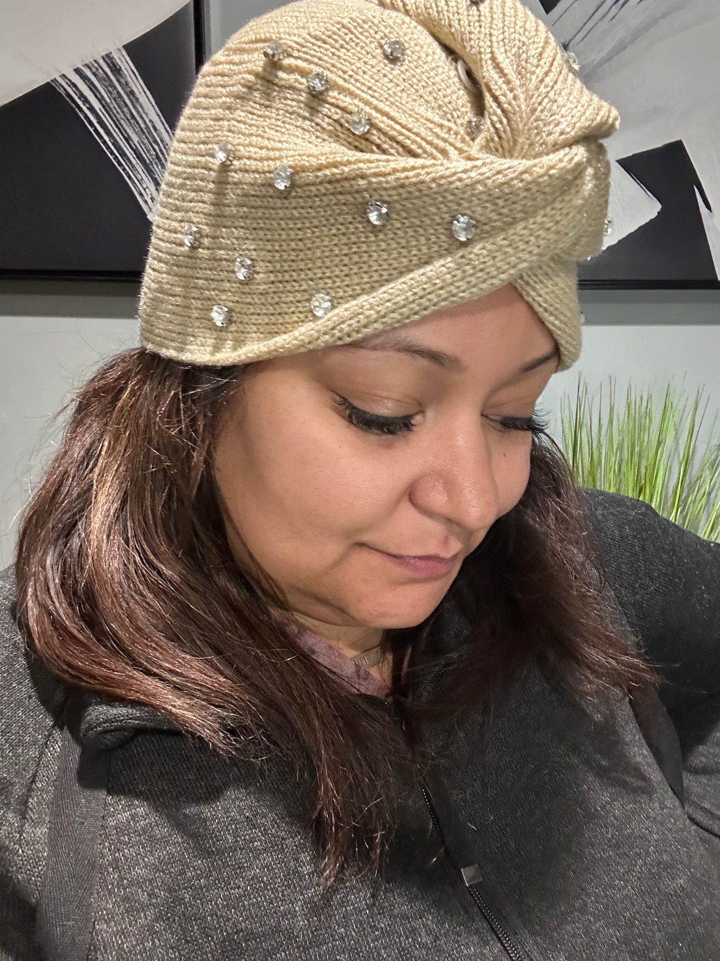 Tan Knit Turban