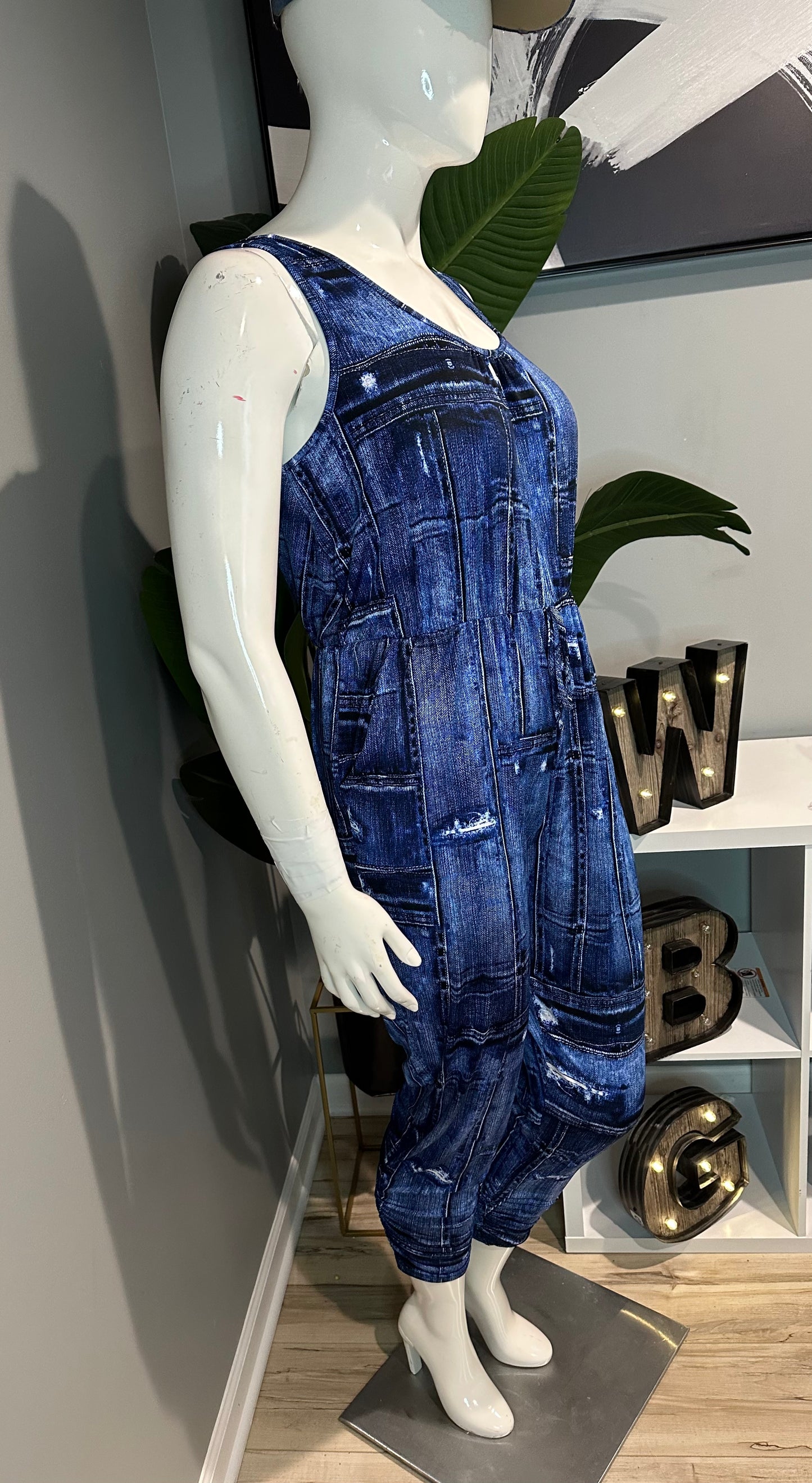 Faux Denim Jumpsuit