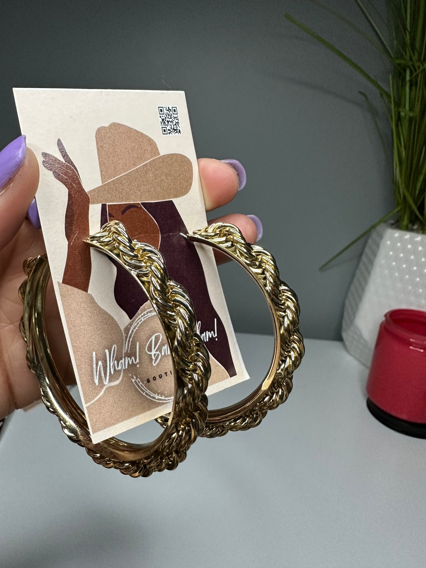 Gold Rope Hoop Earrings