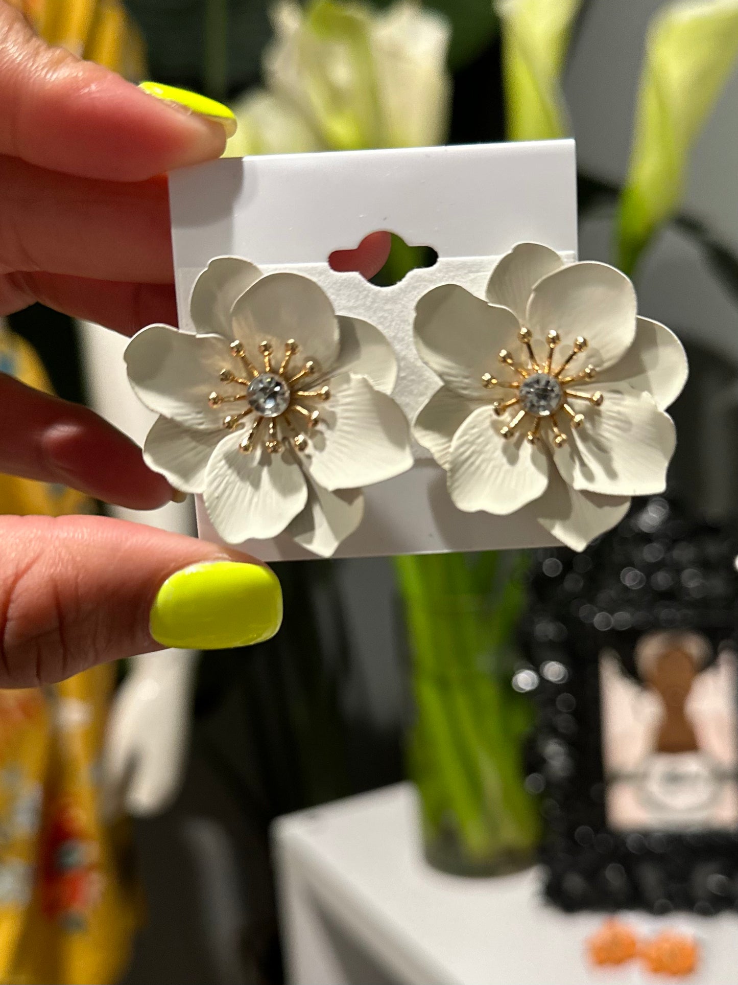 White Flower Earrings