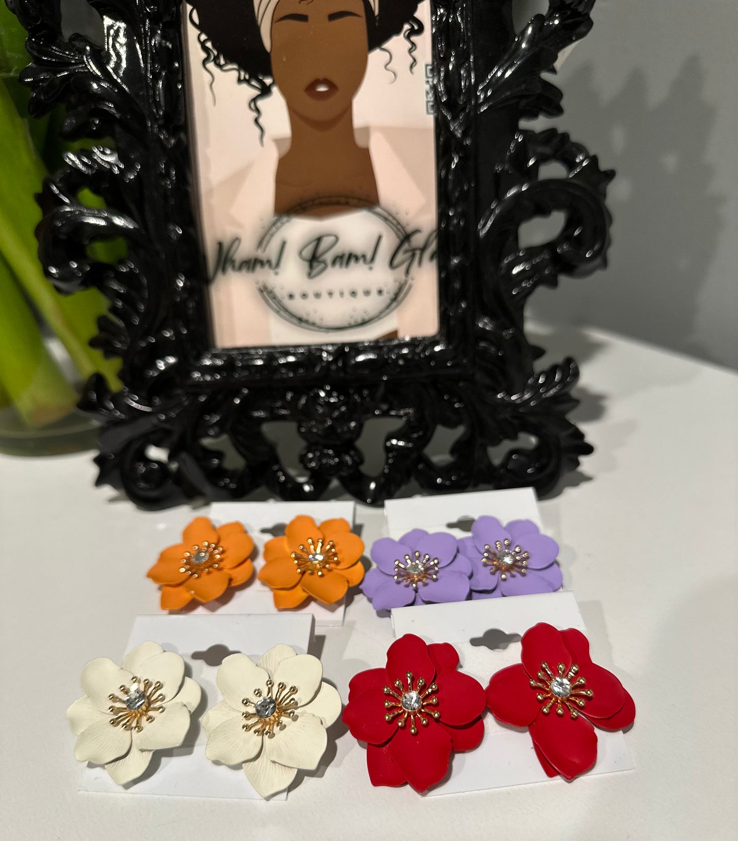 White Flower Earrings