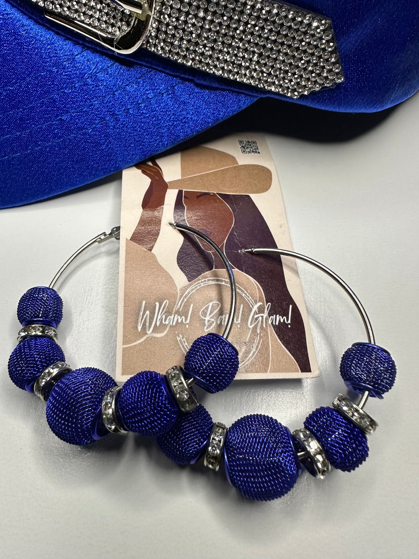 Silver Hoops with Blue Balls