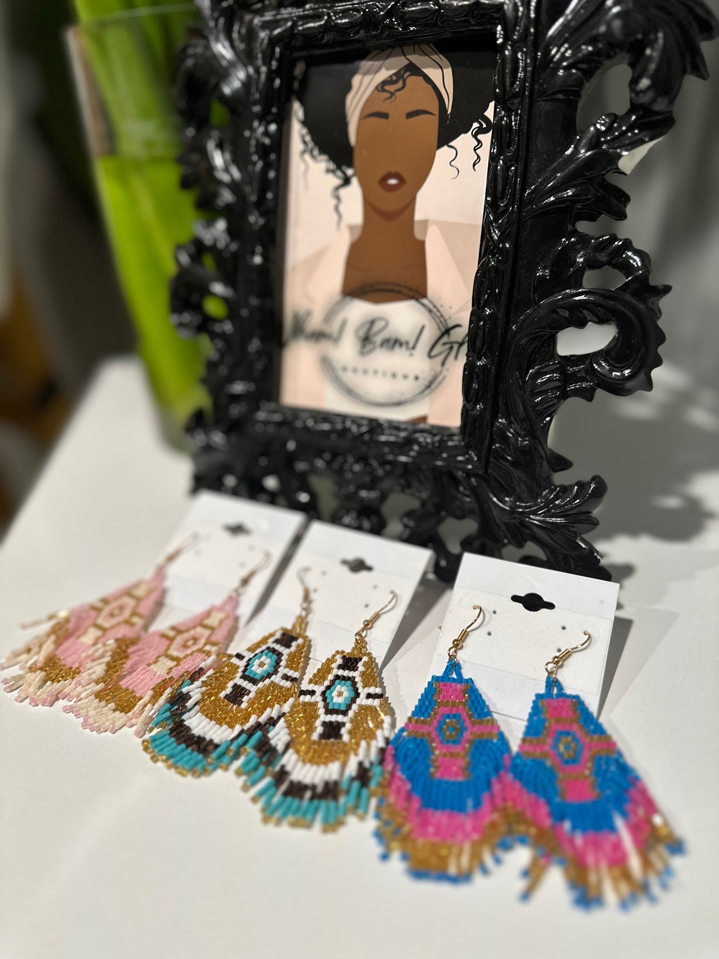 Bubble Gum Tribal Earrings