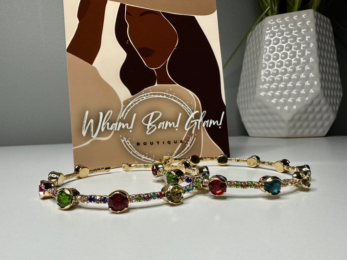 MultiColor Stone Hoop Earrings