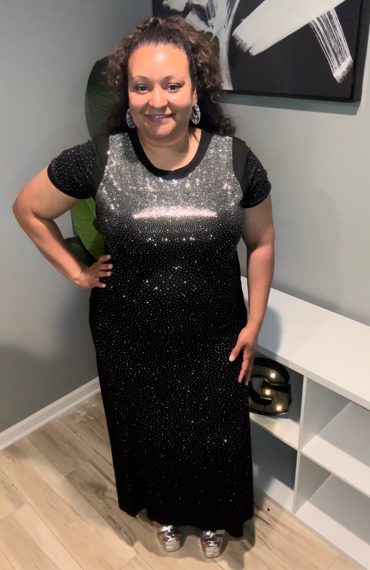Black & Bling Maxi Dress
