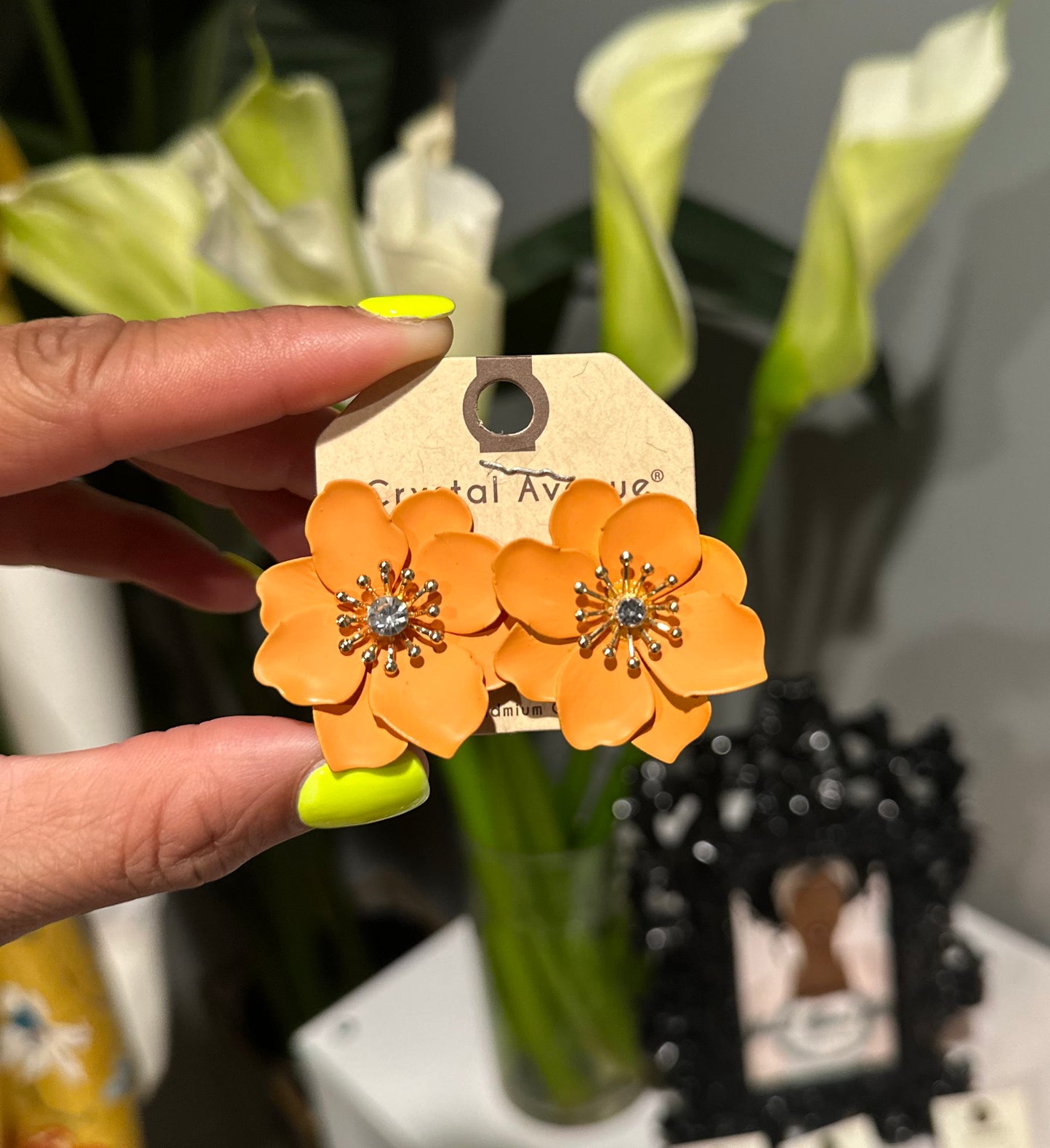 Orange Flower Earrings