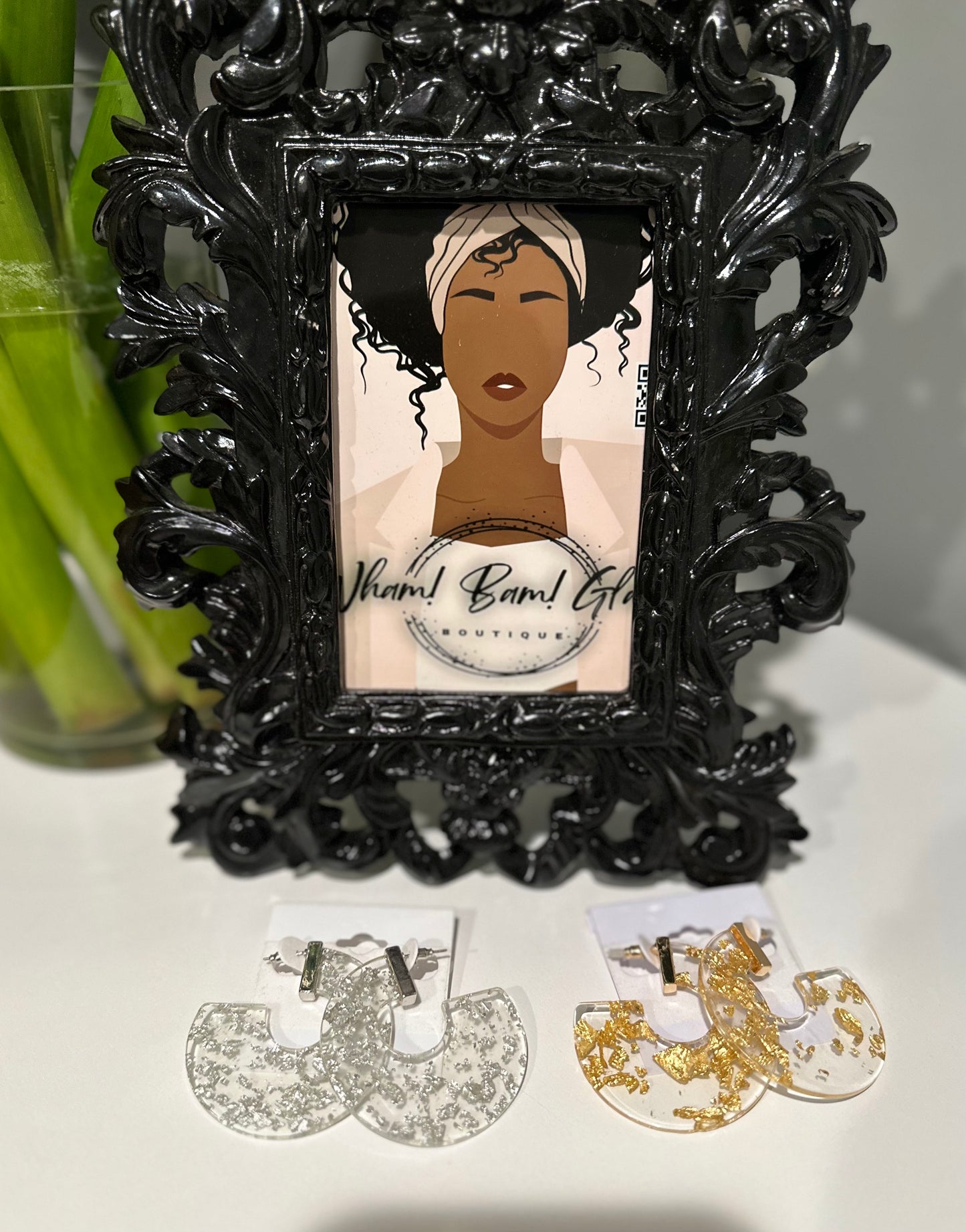 Clear Acrylic & Silver Earrings