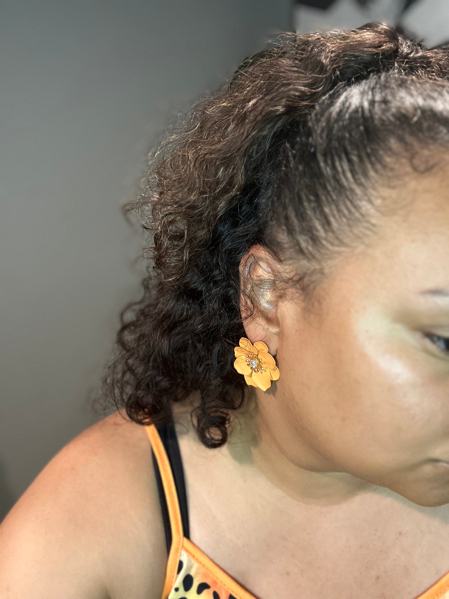 Orange Flower Earrings