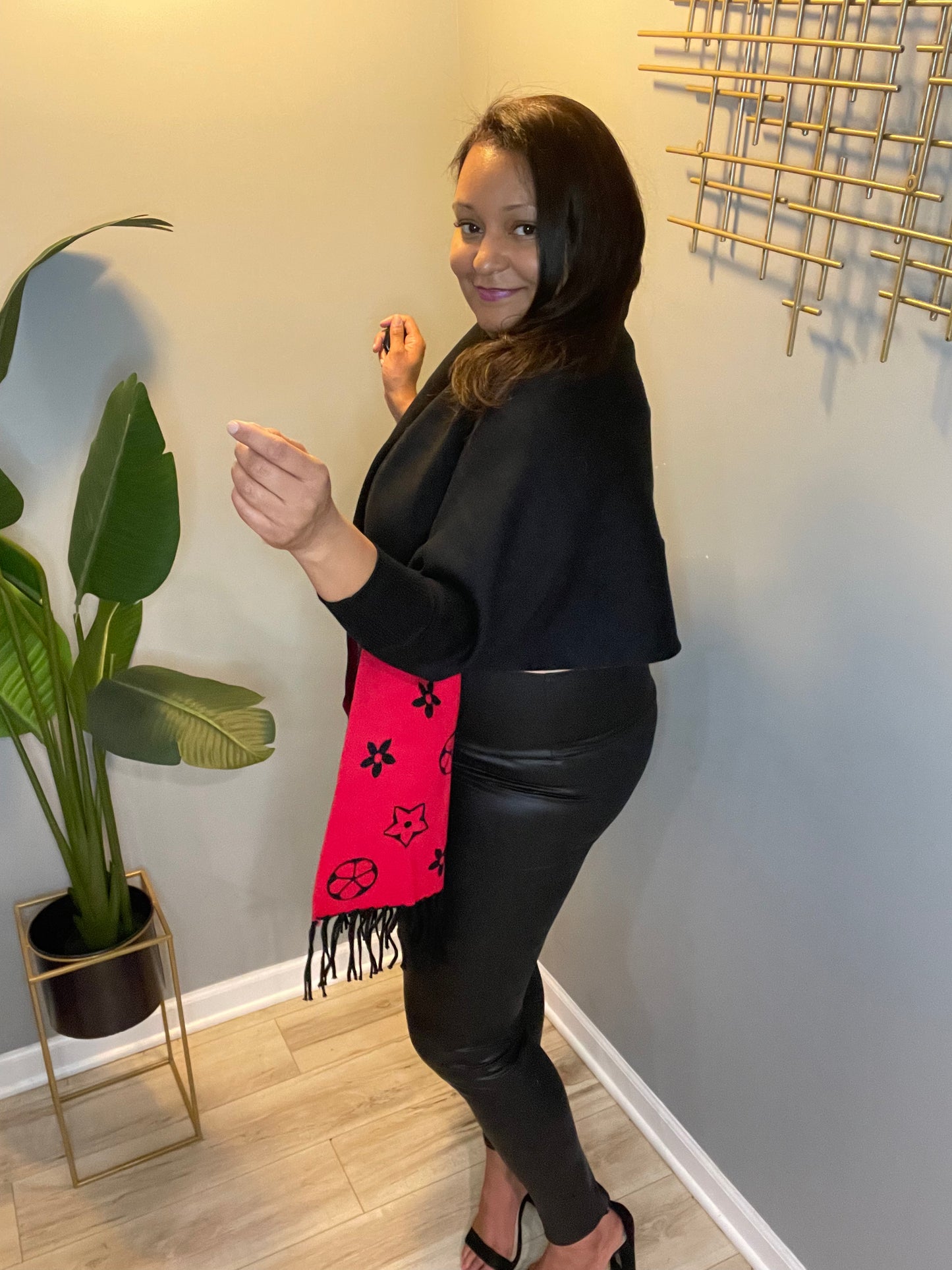 Red/Black Wrap Poncho