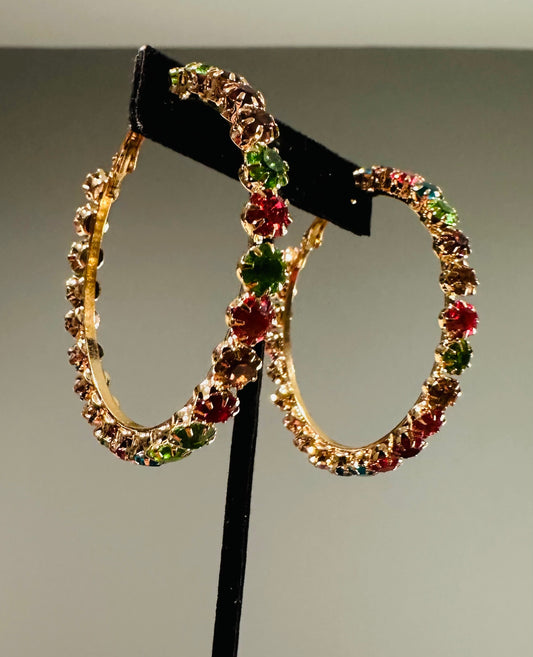 Gold and Bling Hoop Earrings