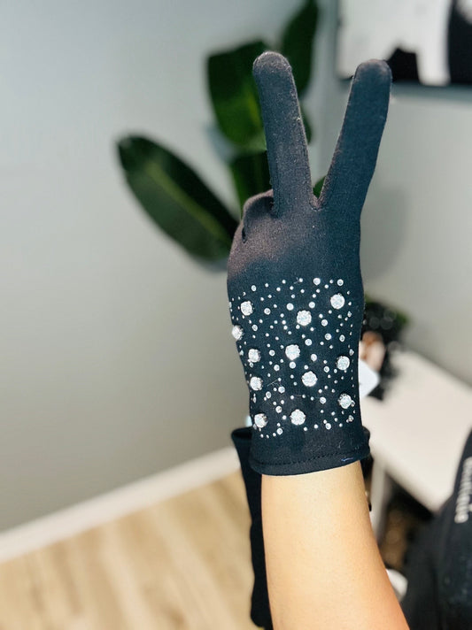 Bling & Black Knit Glove