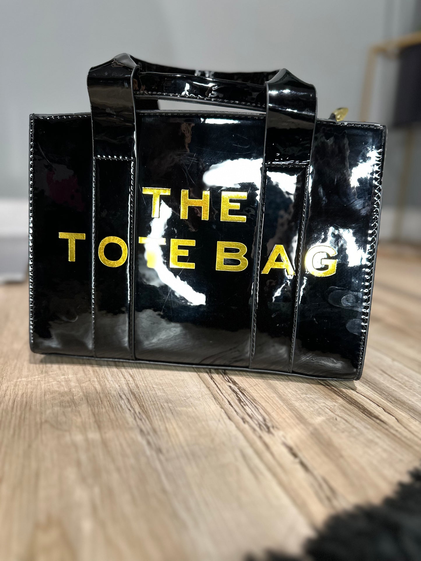 Black Shiny Tote Bag