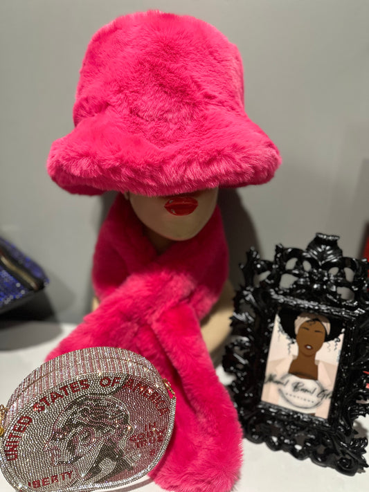 Pink Hat and Scarf Set