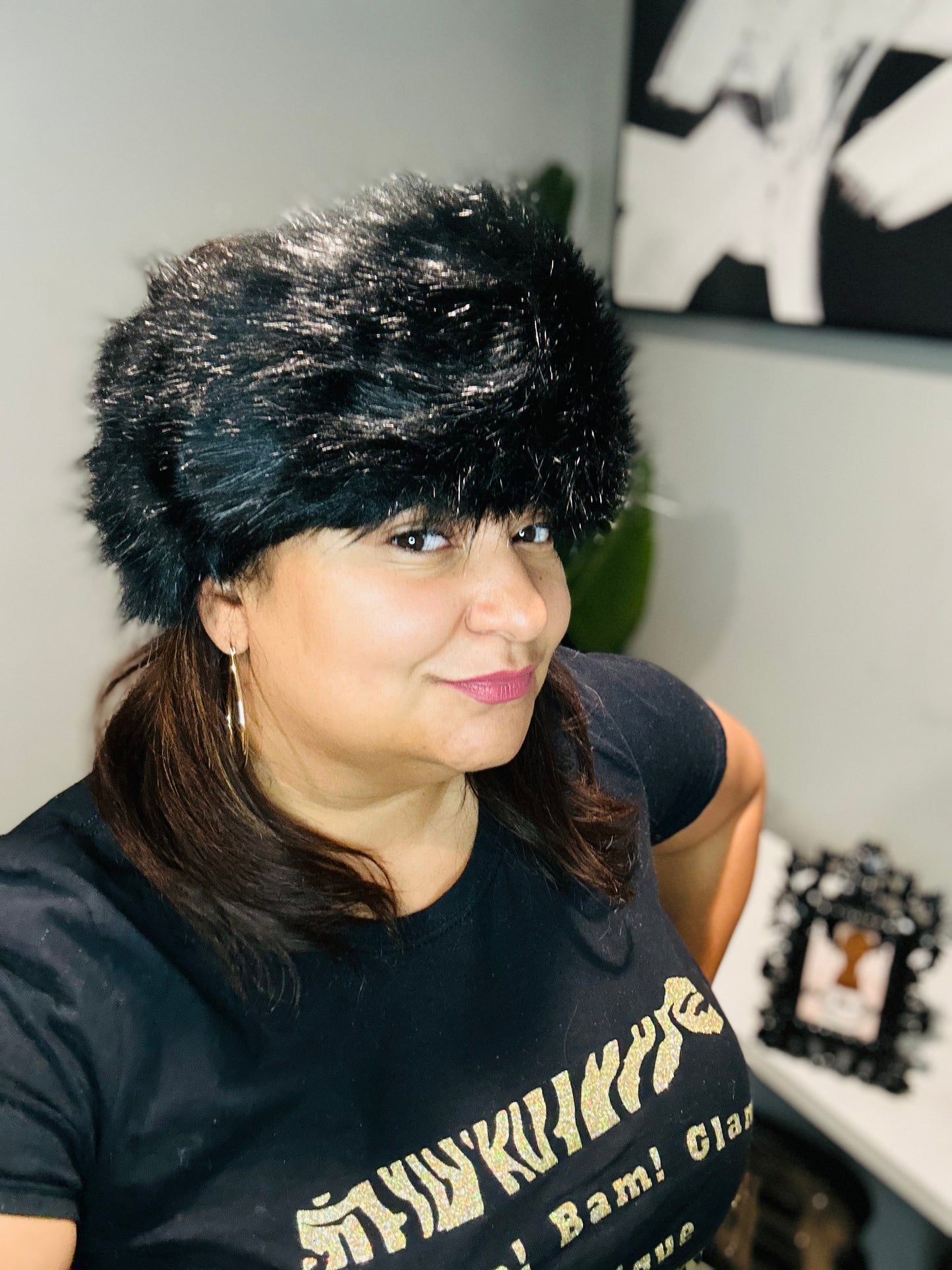 Black Fur Headband