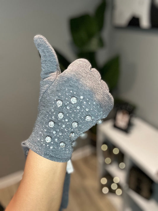 Bling and Grey Knit Glove