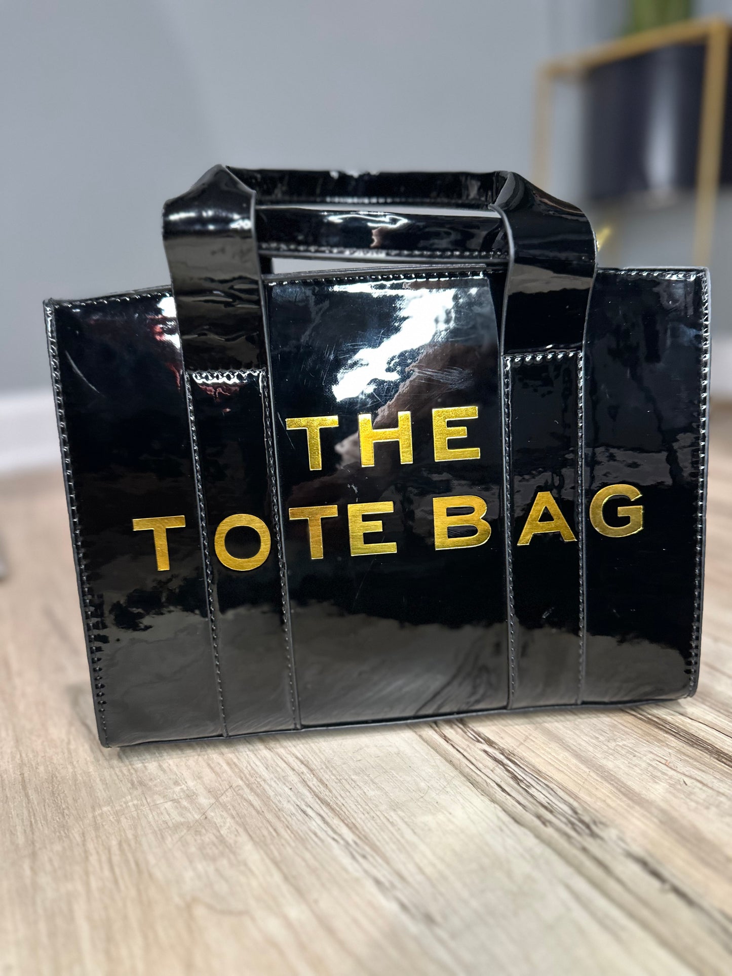 Black Shiny Tote Bag