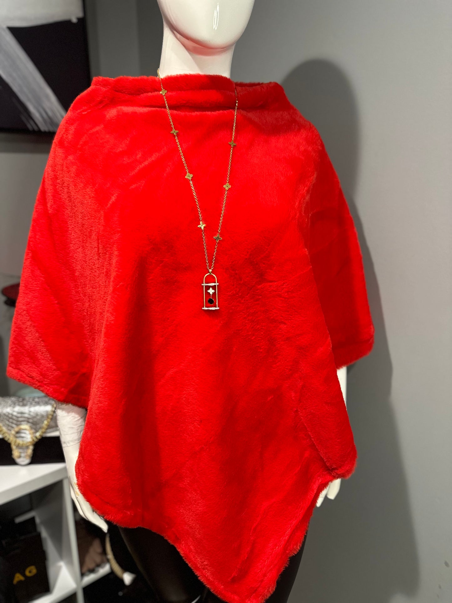 Red Poncho - Soft Fuzzy Fur