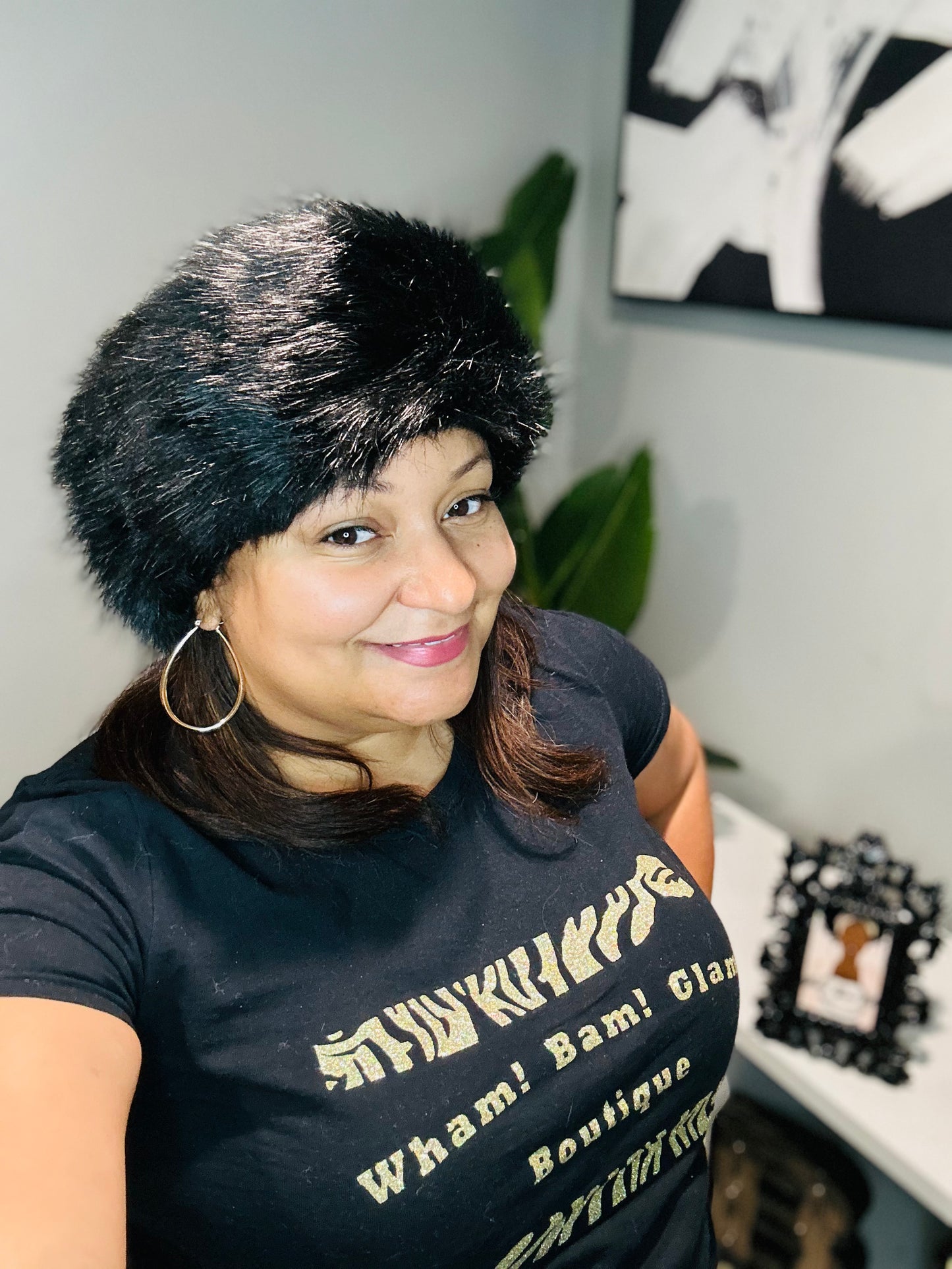 Black Fur Headband