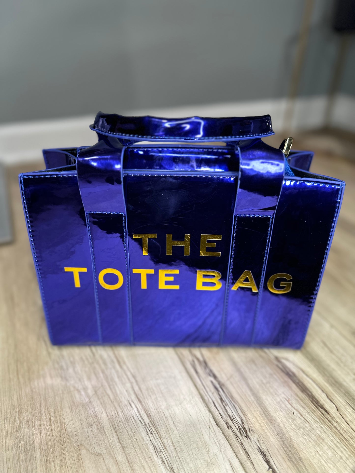 Blue Shiny Tote Bag