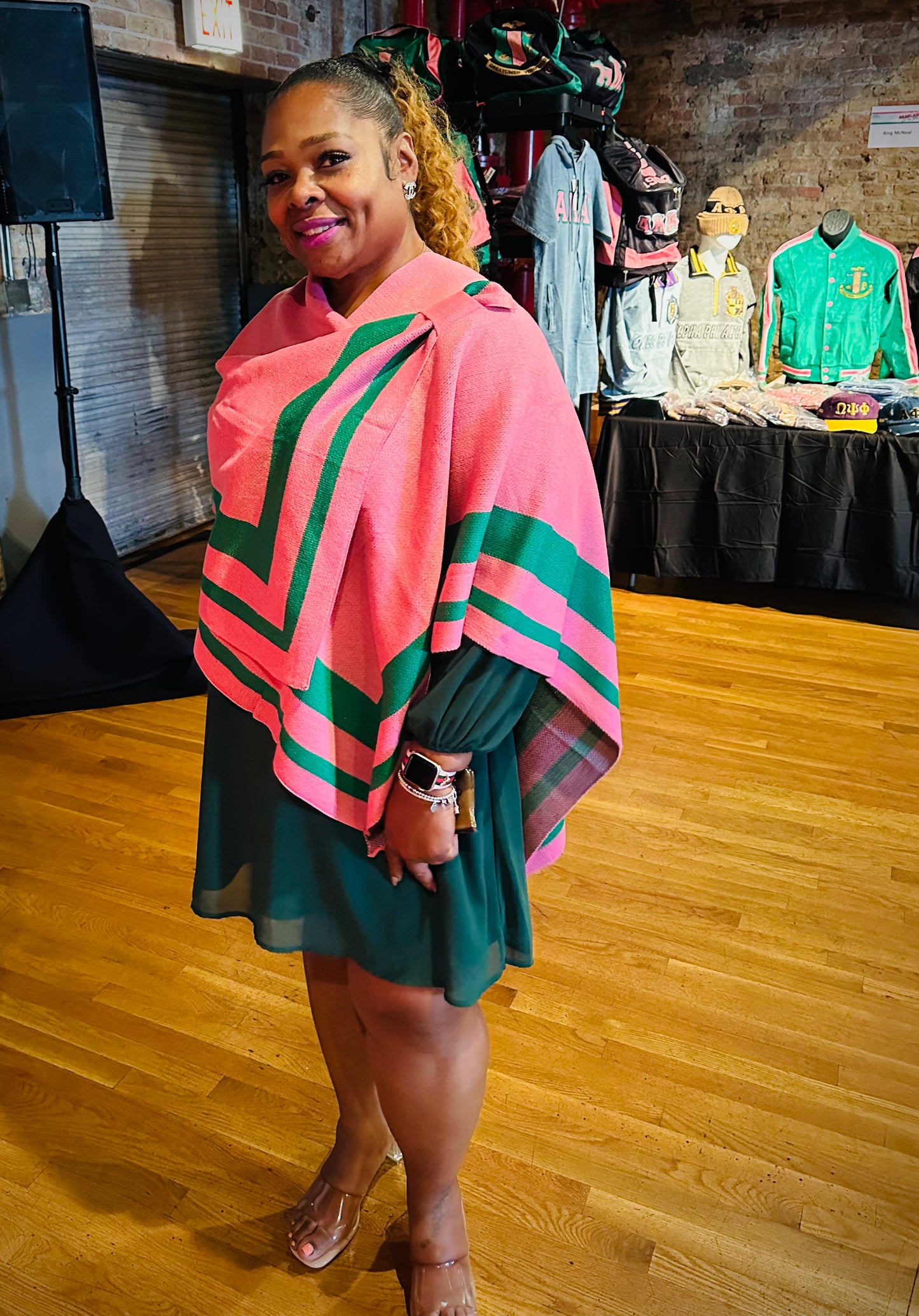 Pink and Green Poncho