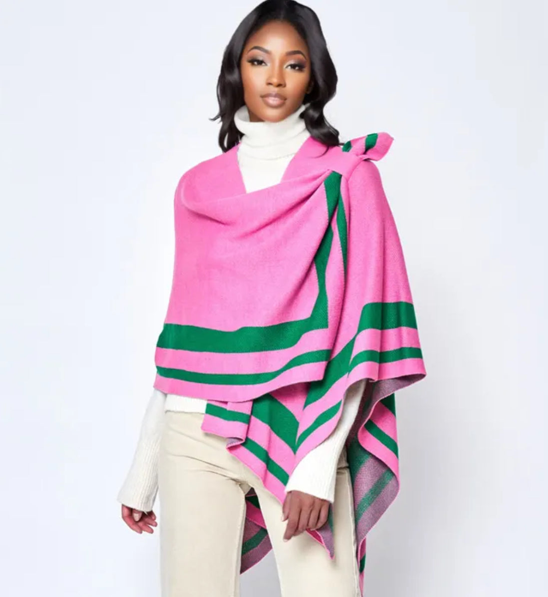 Pink and Green Poncho