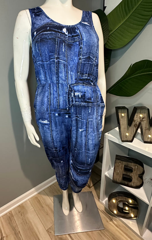 Faux Denim Jumpsuit