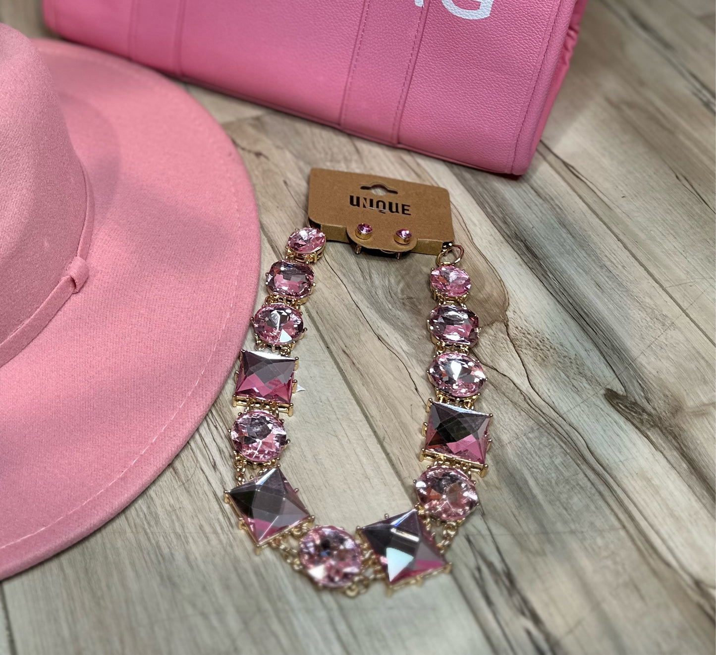 Pink Gems Necklace Set