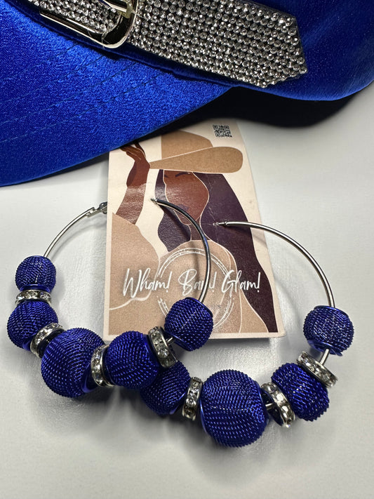 Silver and Blue Hoops Earrings