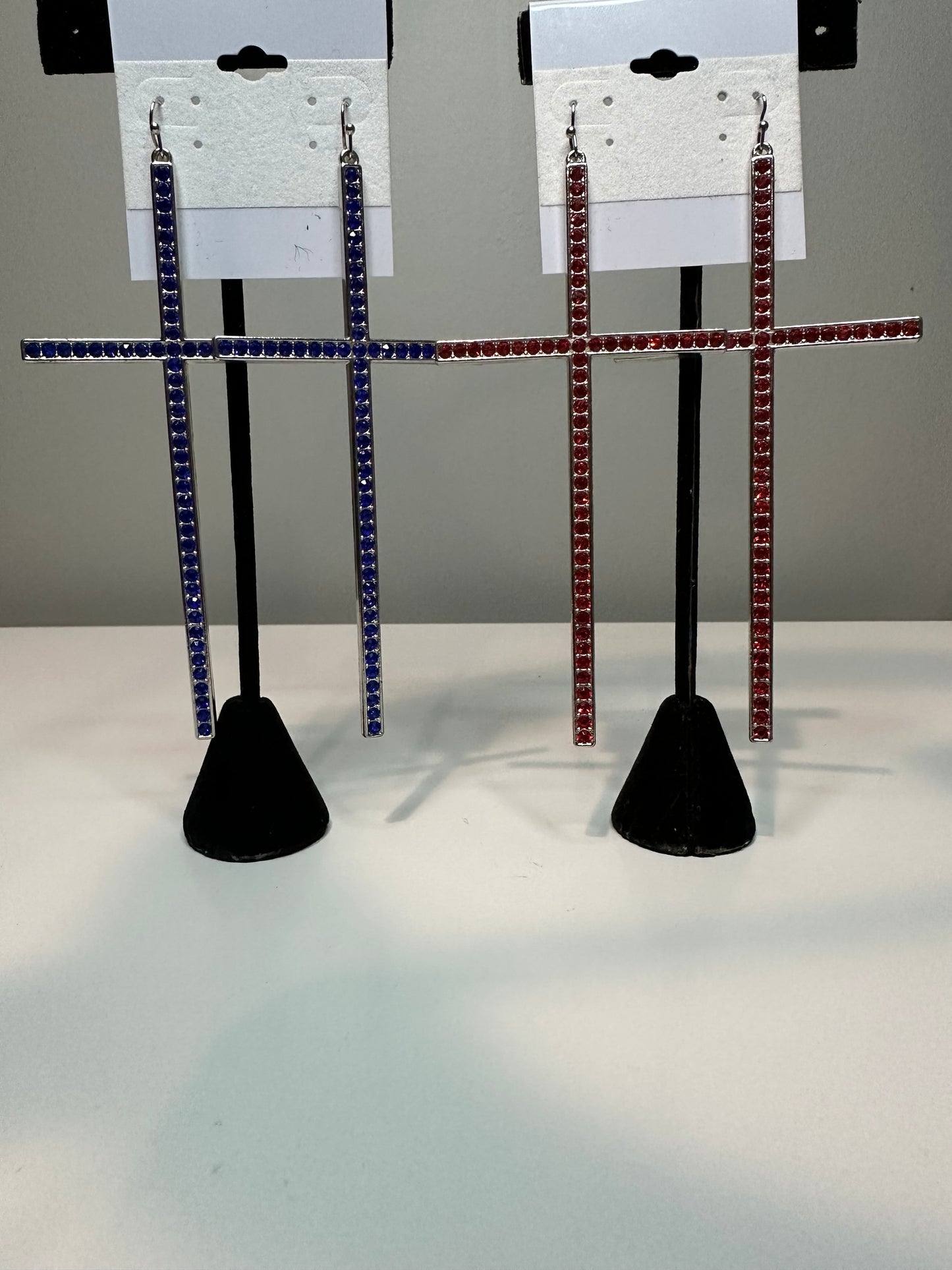 Red and Silver Cross Earrings