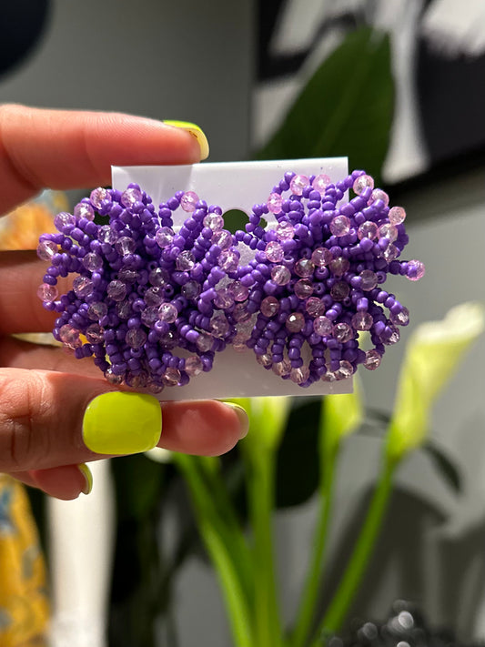 Lavender PomPom Earrings