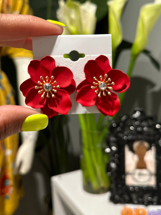 Red Flower Earrings