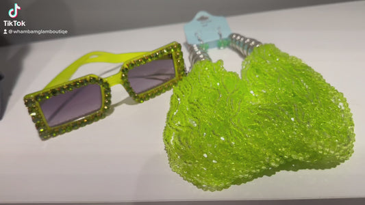 Lime Green Beaded Necklace and Earring Set